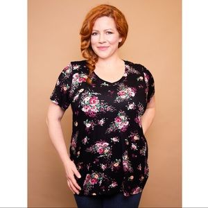 Floral Vneck Tee